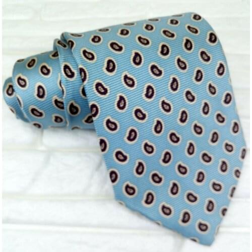 Cravatta blu chiaro stampa cashmere Coveri Italia seta business long marriage