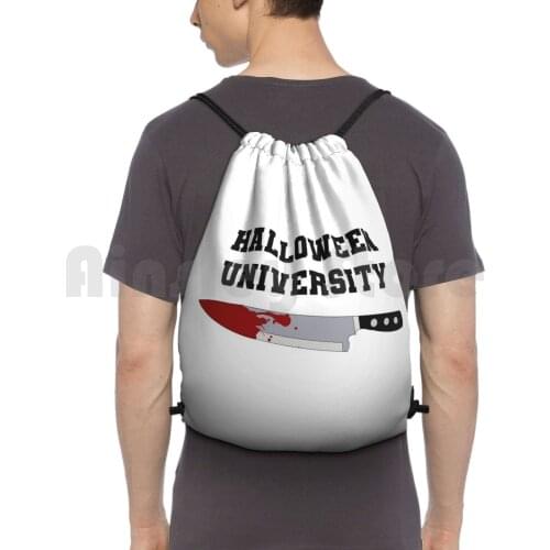 Halloween University Backpack Drawstring Bag Riding Climbing Gym Bag Halloween Horror Halloween Movies Michael Meyers Jamie