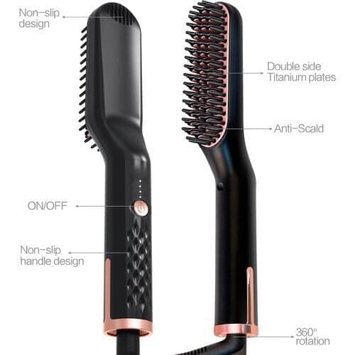Hair Straightening Irons Beard Grooming Kit Boy Multifunctional Men Beard Straightener Styling Hair Comb Brush