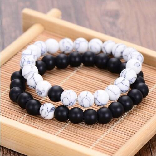 2PC Natural Stone Jewelry Bracelet Mens Charm Lovers Accessories 2018