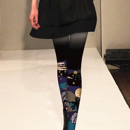 Women Tights Moon Shadow Bay Evening Fake Kneeling Stockings Long Knee Stockings Thin Spring Pattern Stockings