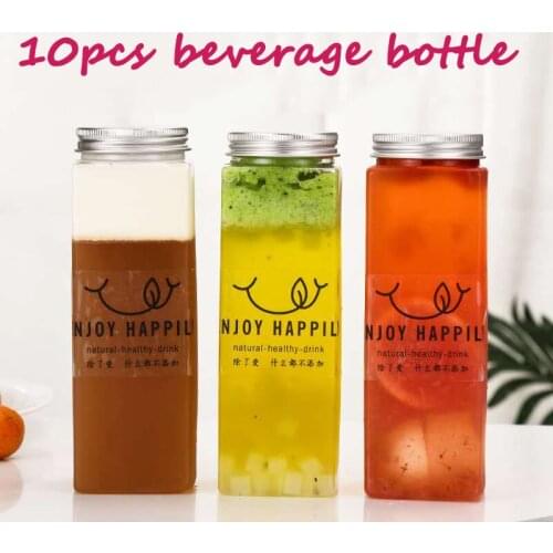 10pcs/lot Plastic Milk Tea Cold Drink Bottle 500ml Bottle Coffee Juice Drink Bottle Takeaway Bottle Kitchen Storage Container