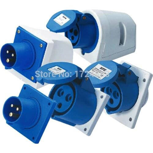 16A 3 pole connector Industrial male&female sockets SFN-113/SFN-313/SFN-413/SFN-513/SFN-613 waterproof IP44 220-240V~2P+E