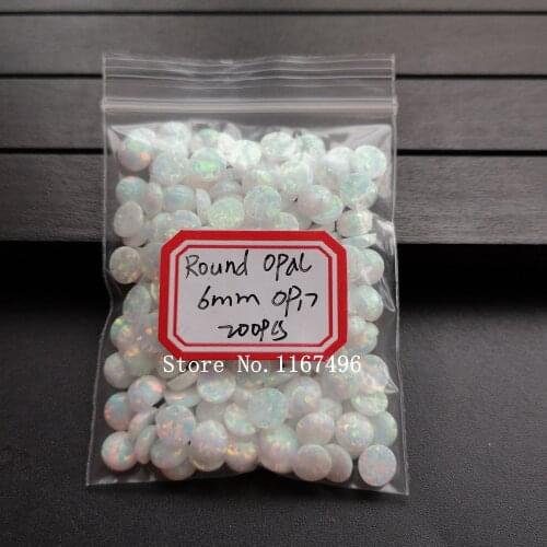 200pcs/lot 6mm Round Fire Opal Synthetic White Fire Opal Round Cabochon Opal stone for DIY Jewelry