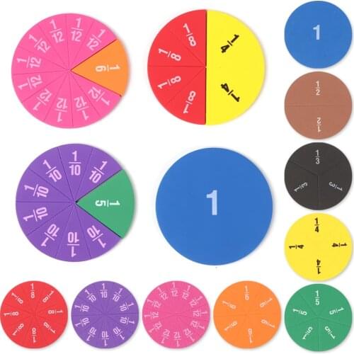 51Pcs EVA Round Shaped Fractions Instrument Montessori Math Early Educational Toys Children Student Math Learning Teaching Aids