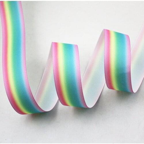9mm-75mm rainbow webbing custom printed stripes grosgrain ribbon headband fabric 50 yards