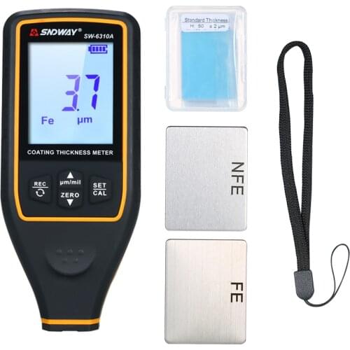 SNDWAY SW-6310A Digital Paint Coating Thickness Gauge Car Detector Refinishing Paint Micrometer Fe/NF Probe Car Detector