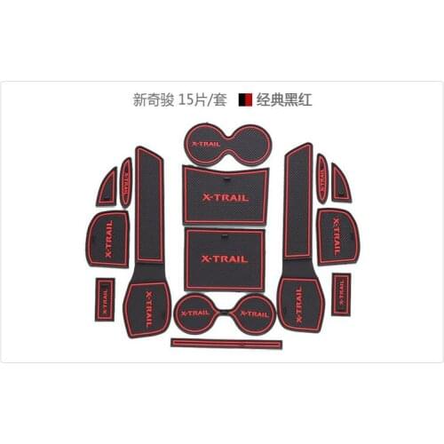 For 2014 2015 2016 Nissan X-Trail T32 Gate Slot Pad Non-slip Cup Mats Anti Slip Door Groove Mat Sticker X Trail Car Accessories