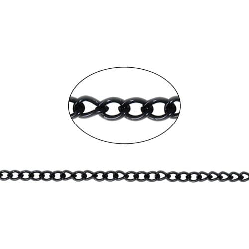 DoreenBeads Iron Based Alloy Black Link Curb Chain Findings Fashion DIY Jewelry Making Components 4x3mm( 1/8" x 1/8"), 10 M