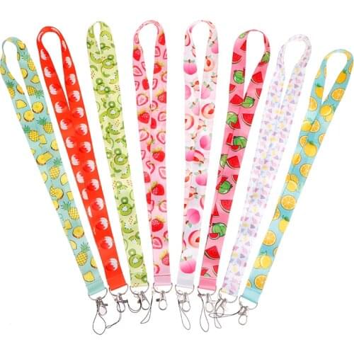 Mix Fruit Lanyard For Keys Cute Watermelon Lemon Phone Strap Pineapple Strawberry ID Badge Holder Fashion Gift