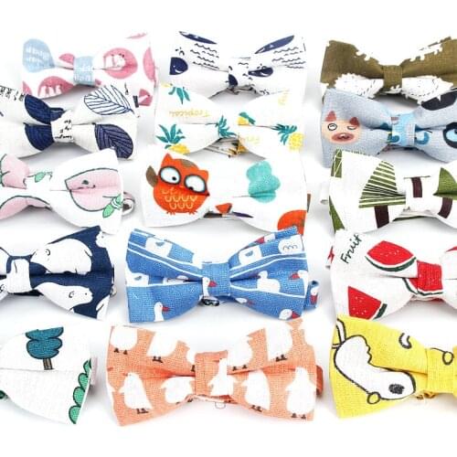 Men Animal Bowtie Casual Linen Cotton Bow tie For Men Women Bowknot Adult Tree Print Cartoon Bow Ties Cravats Wedding Bowties