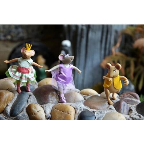 Pvc figure toy Joint movable dance ballet dancing mouse cute clothing small mouse doll toys ornaments 3pcs/set