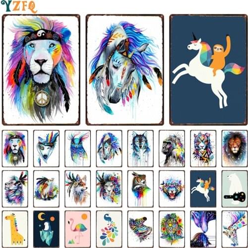 Art And Cartoon Animal Signs Metal Plate Decor Restaurant Cafe Kitchen Art Wall Accessories Retro Coffee Poster DU-11284B