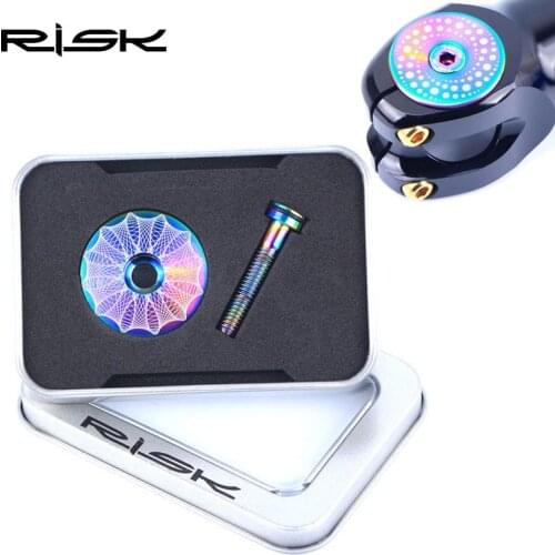 Risk 1 set Lightweight Titanium Alloy Bicycle Headset Cap + M6*30mm Bike Headset Stem Bolt 3 Colors Headset Screw Bicycle Parts