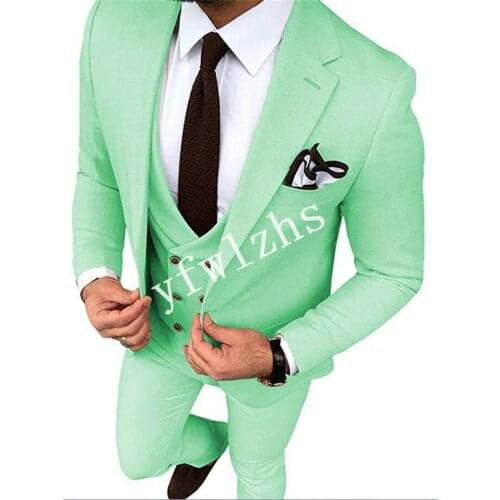 Handsome One Button Groomsmen Notch Lapel Groom Tuxedos Wedding Dress Men Suits Blazer Prom Dinner (Jacket+Pants+Tie+Vest) A194