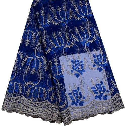 Blue African Lace Fabric High Quality African Cord Lace 2018 Nigerian Laces Guipure Embroidery For Wedding Party Dress F882