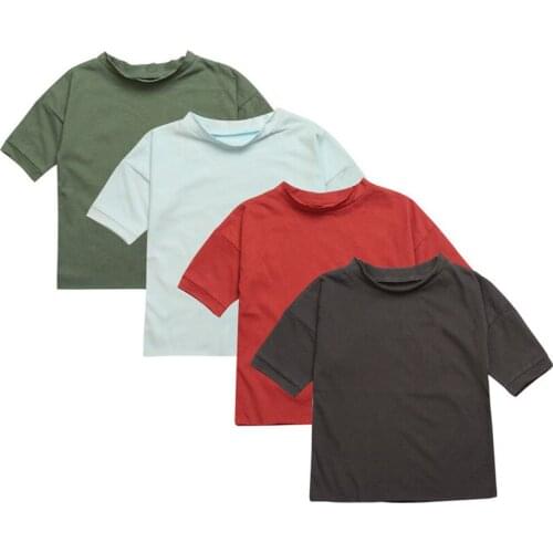 Summer Cotton Kids T Shirt Solid 3/4 Sleeves Baby Boys Girls T-Shirt Children Pullovers Tops Tee Boys Clothes 1-7Y
