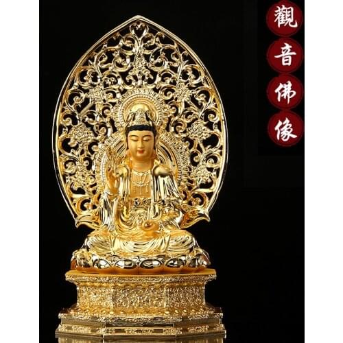 2021 TOP gilding gold Royal BUDDHA figure HOME SAFE protection SHOP LUCKY Prosperity Goddess Guan yin GOD Avalokitesvara buddha