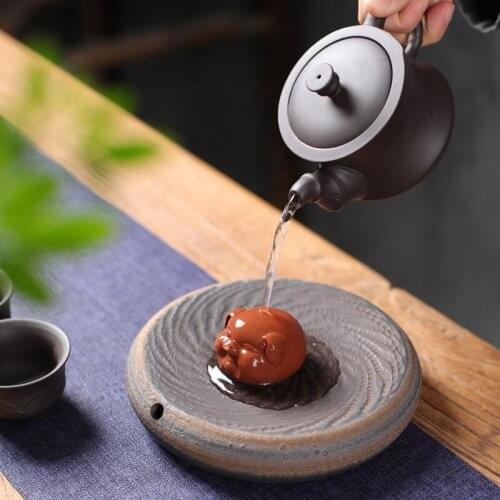 Lovely Pig Ornament Small Tea Pets Zisha Tea Pet Purple Clay Tea Table Lucky Decoration Accessories