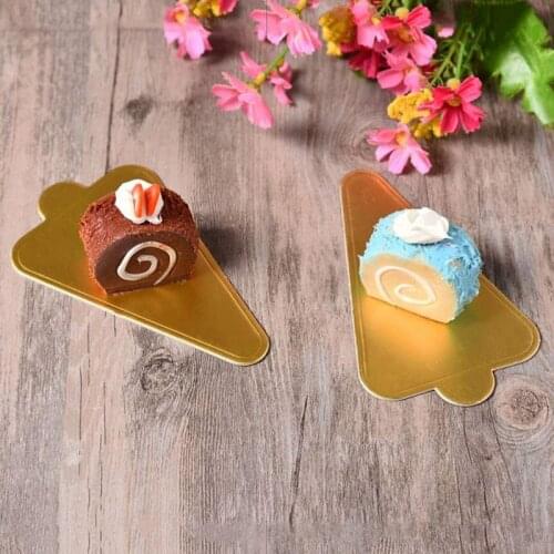 Mini Cake Plate Moss Cake Cardboard Dessert Display Tray Golden Pastry Tray Triangular Cake Base 100-Piece