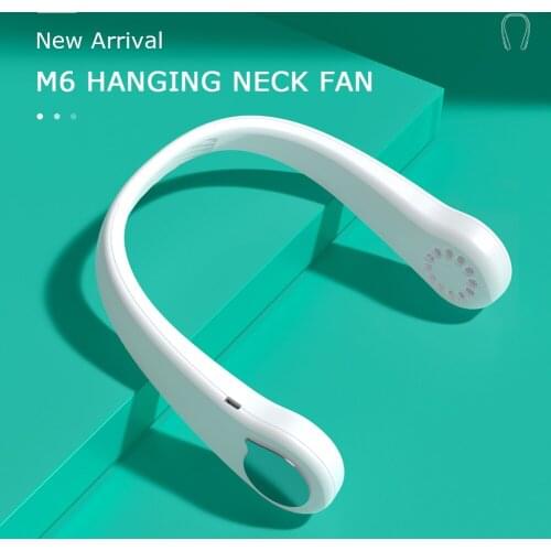 M6 Mini Neck Fan Portable Bladeless Fan USB Rechargeable Hand Free Hanging Air Cooler Cooling Personal Wearable Neckband Fans