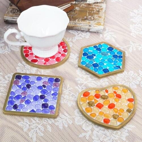 Mosaic-Coasters for Drinks Resin Casting Molds DIY Round Mosaic-Stone Coaster Silicone Resin Mold Craft Tools