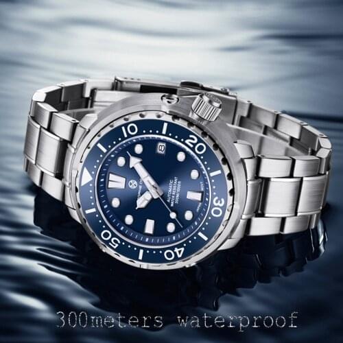 PAGRNE DESIGN Diver Mens Watch 300M Waterproof Mechanical Wristwatch Top Brand Sapphire Glass Automatic Watch Relogio Masculino