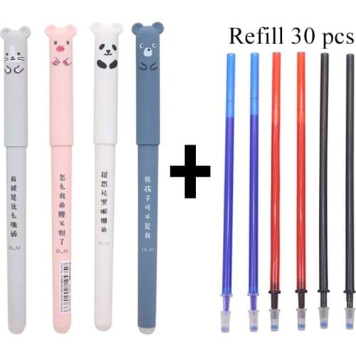 Stationery Set Erasable pen 4 Pcs plus Erasable Refill 30 Pcs Red Blue Black Mixed Student school stationery