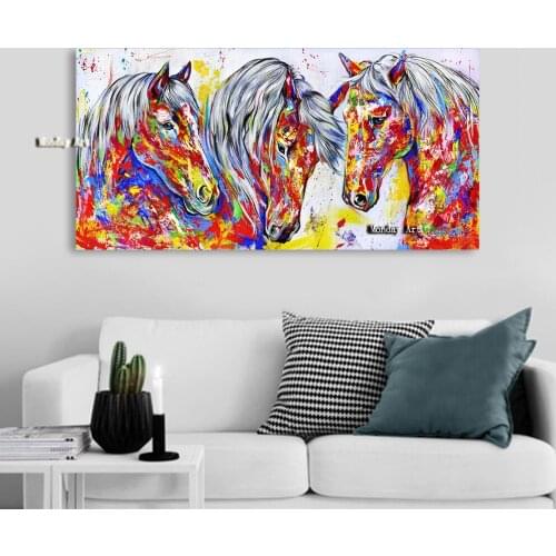 Wall Art Canvas Painting 100% handmade Animal Picture Three Horses Posters painting Home Decoration for wall decoration No Frame