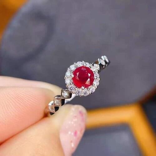 Natural Superflash Ruby S925 Silver Ring Fine Fashion Charming Jewelry for Women Free Shipping MeibaPJFS