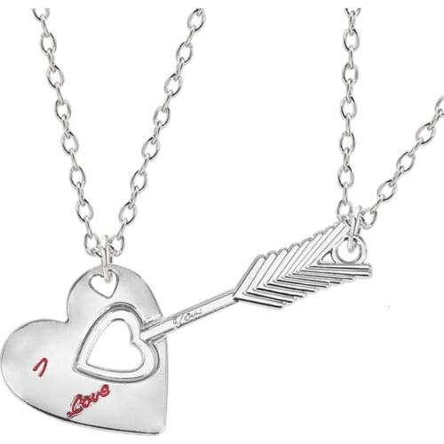 2-piece Necklace Good Friend Series Heart Hollow Arrow Inlaid Red Character Pendant Men And Women Jewelry Gift Direct Sales Hot