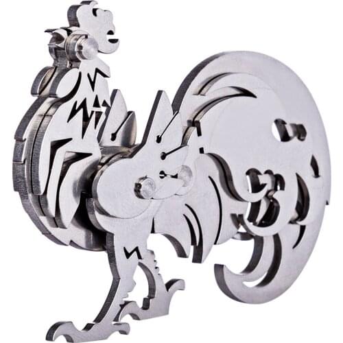 Puzzle Jigsaw Metal Cock 3D Stainless Steel DIY Assemble Detachable Model Puzzle Ornaments Model Building Kits For Children