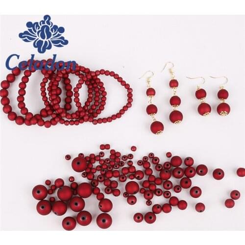 Handmade Red 6-16MM Beads Plastic Scrub Frost Surface Round Matte Making Support Wholesale For Bracelet Earring Jewelry Findings
