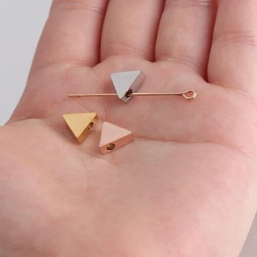 100% Stainless Steel Triangle Beads Charms Rosegold/Gold/Silver Color Metal Triangle Bead Mirror Polished Wholesale 30pcs