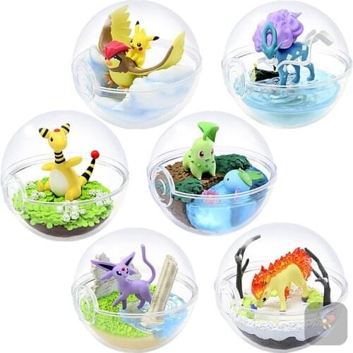 Pokemon Transparent Elf Ball Scene 5 Pikachu Suicune Pidgeotto Espeon Transparent Egg Elf Doll Scenes Toys