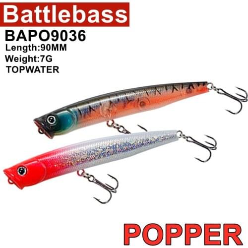 Popper Fishing Lures 90mm 7g Top Water Long Casting Wobblers Artificial Hard Bait For Bass Pike Pesca Lures Tackle Tools