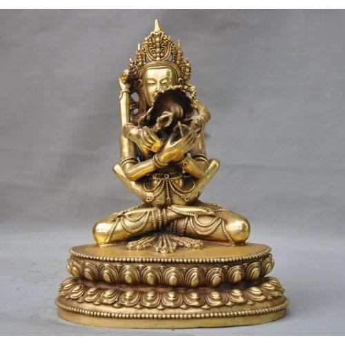 Wedding decoration 10" Tibet Buddhism Tantra Brass Happy Buddha Vajra Dorje Yab-Yum Hevajra Statue