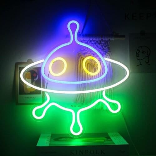 LED Neon Light Sign Spaceship Astronaut Neon Wall Lights for Room Holiday Party Decor Kids Birthday Christmas Gift