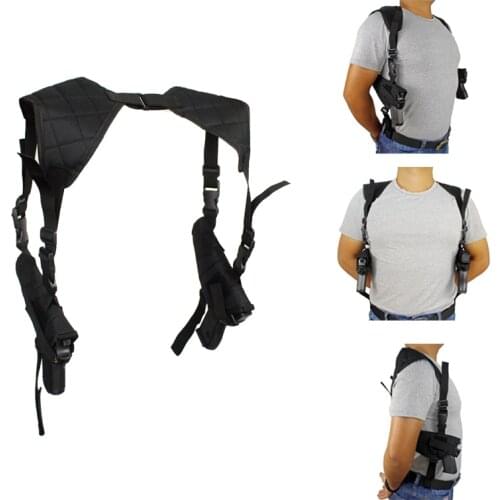 Tactical Double Draw Pistol Holster Concealed Hand Gun Shoulder Holster Under Arm Pistol Holster Soft Pouch Black