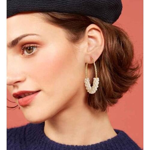 2020 New Trend Simulated Pearl Womens Charm Earring White Big Circle Wedding Earrings Korean Fashion Jewelry Earrings