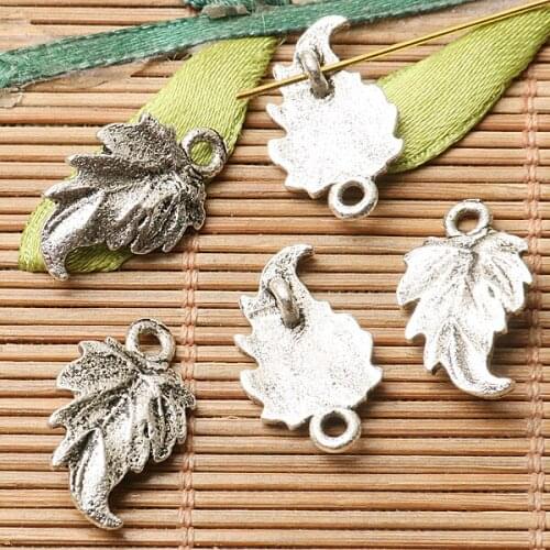 30pcs dark silver color leaf design charms EF2795