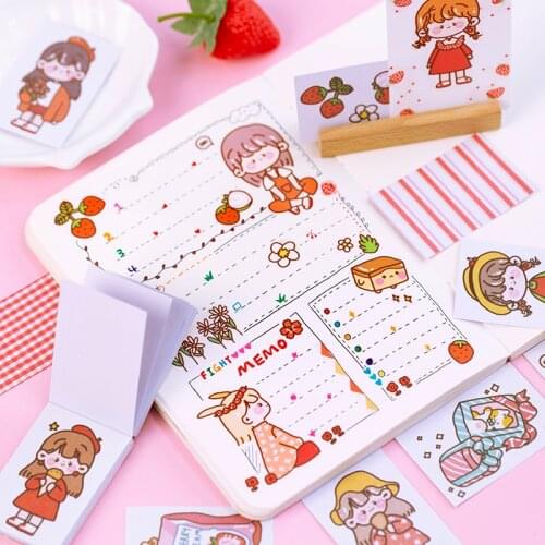 Journamm 50pcs Mini Book Lovely Candy Colors Stationery Supplies Stickers Junk Journal Scrapbooking Label Stickers