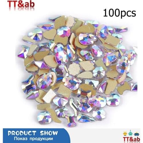 Alien Crystal Mixed Rhinestones Nail Art Decorations White AB Sparkly Stones Manicure Decorations Diamonds Accessories100pcs