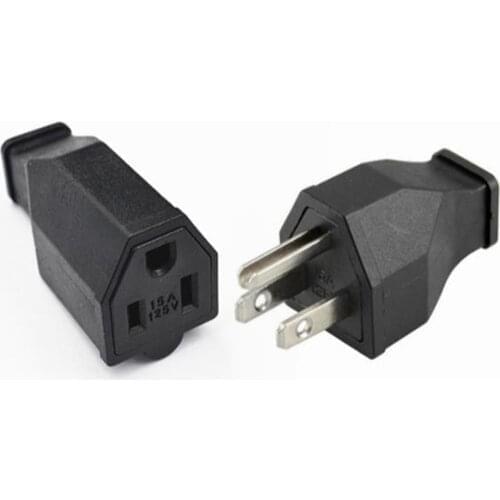 Black copper American Assembled industrial power adaptor plug 15A 125V US male and female Removable wiring plug socket convertor
