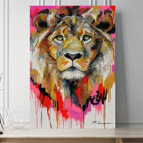 Cheap Wall Art Canvas Painting Abstract Animal Picture Colorful Lion Poster Print Home Decor No Frame For Dropshipping