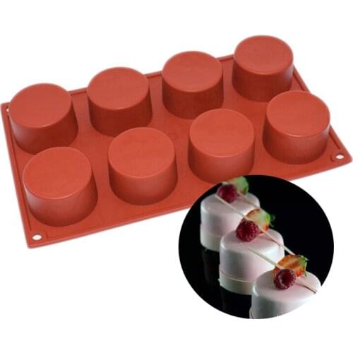 DIY 8 Hole Small Mini Round Cylinder Circular Column Shape Easy Demoulding Cake Mould Formas De Silicone Dessert Chocolate Mold