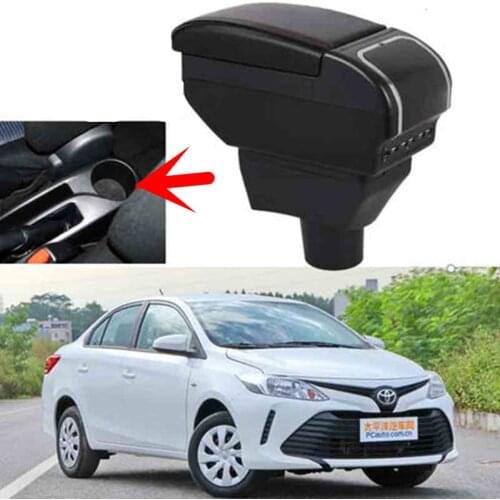 Dual Layer Storage Box Center Console For Toyota Yaris L Sedan Vios 2014 - 2018 Armrest Faux Cup Holder Arm Rest 2015 2016 2017