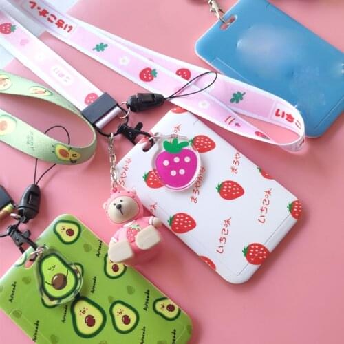 Fruits Avocado Strawberry Lanyard Badge ID Card Holder Neck Strap Cell Phone Neck Straps Office School Supplies Accessory Gift