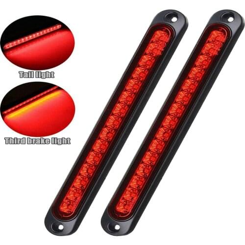 Fuleem 2PCS Red 15 Led Trailer Tail Light Bar Stop Turn Tail Lights Assembly Third Brake Strip For Truck RV 10V-30V Waterproof