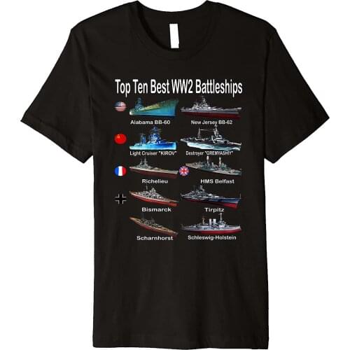 Best WW2 American German British French Soviet Battleships Men T-Shirt Short Casual 100% COTTON O-Neck men clothing